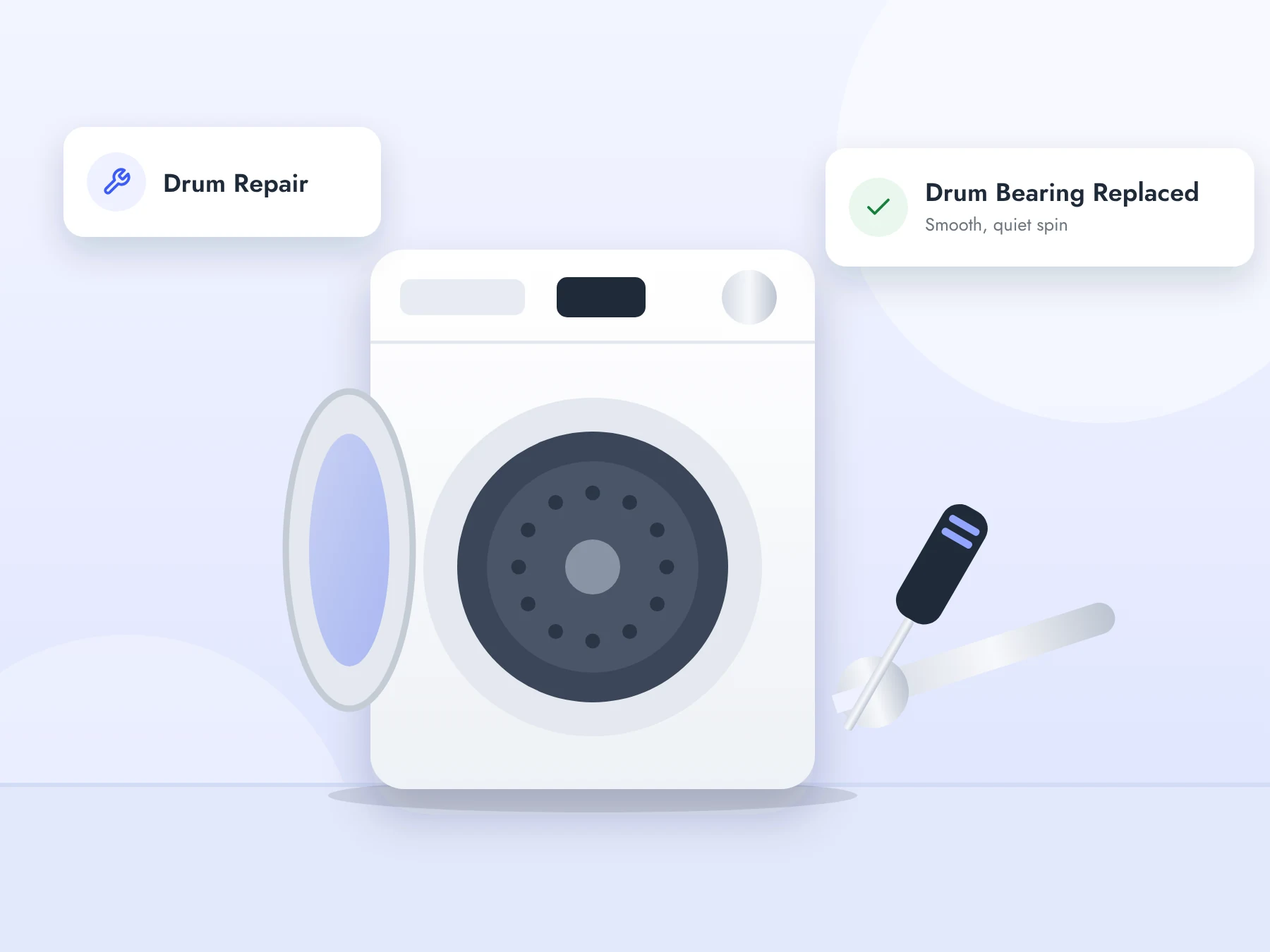 Illustration of a washing machine drum bearing repair